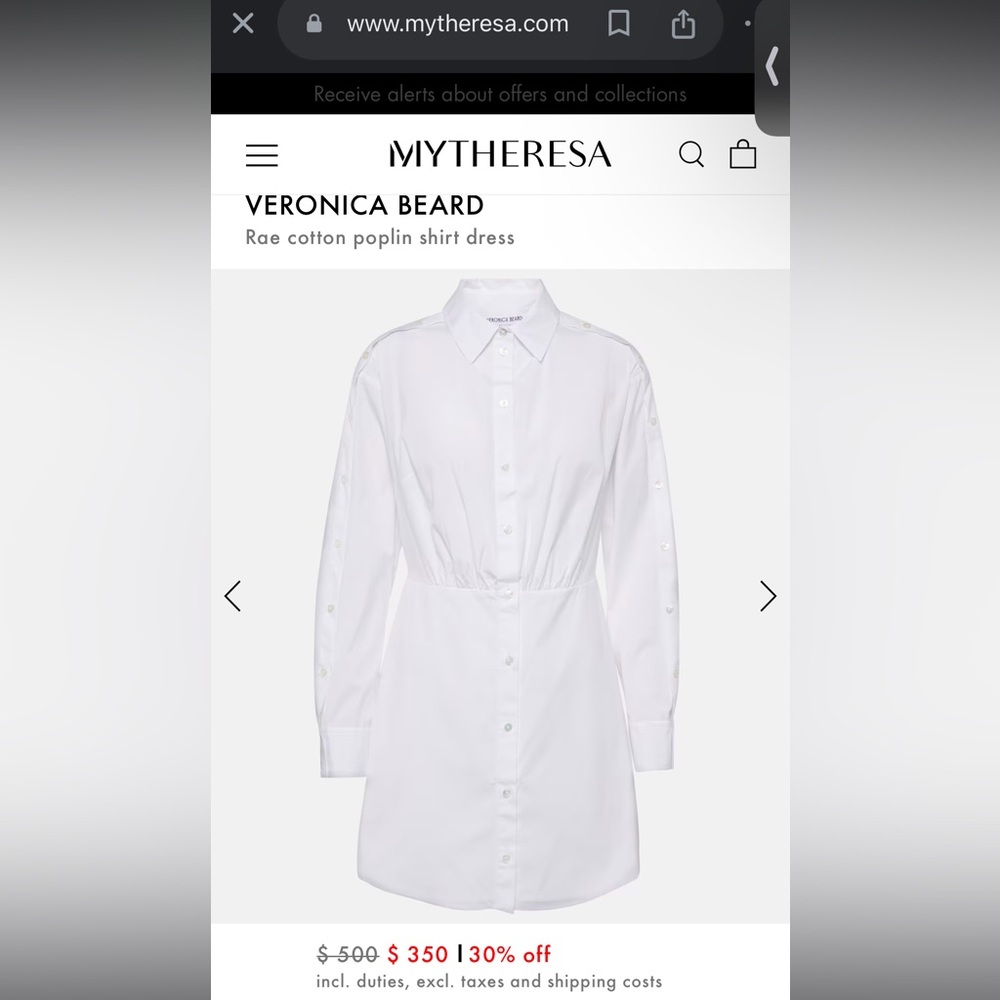 White Cotton Poplin Shirt Dress